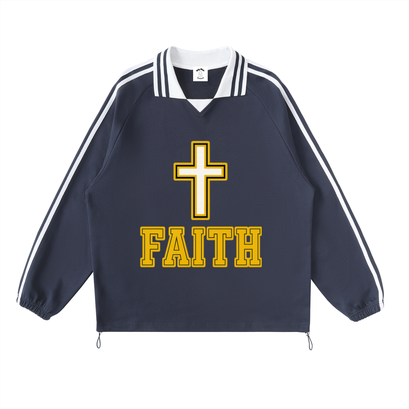 Faith Cross Lapel Collar Sweatshirt