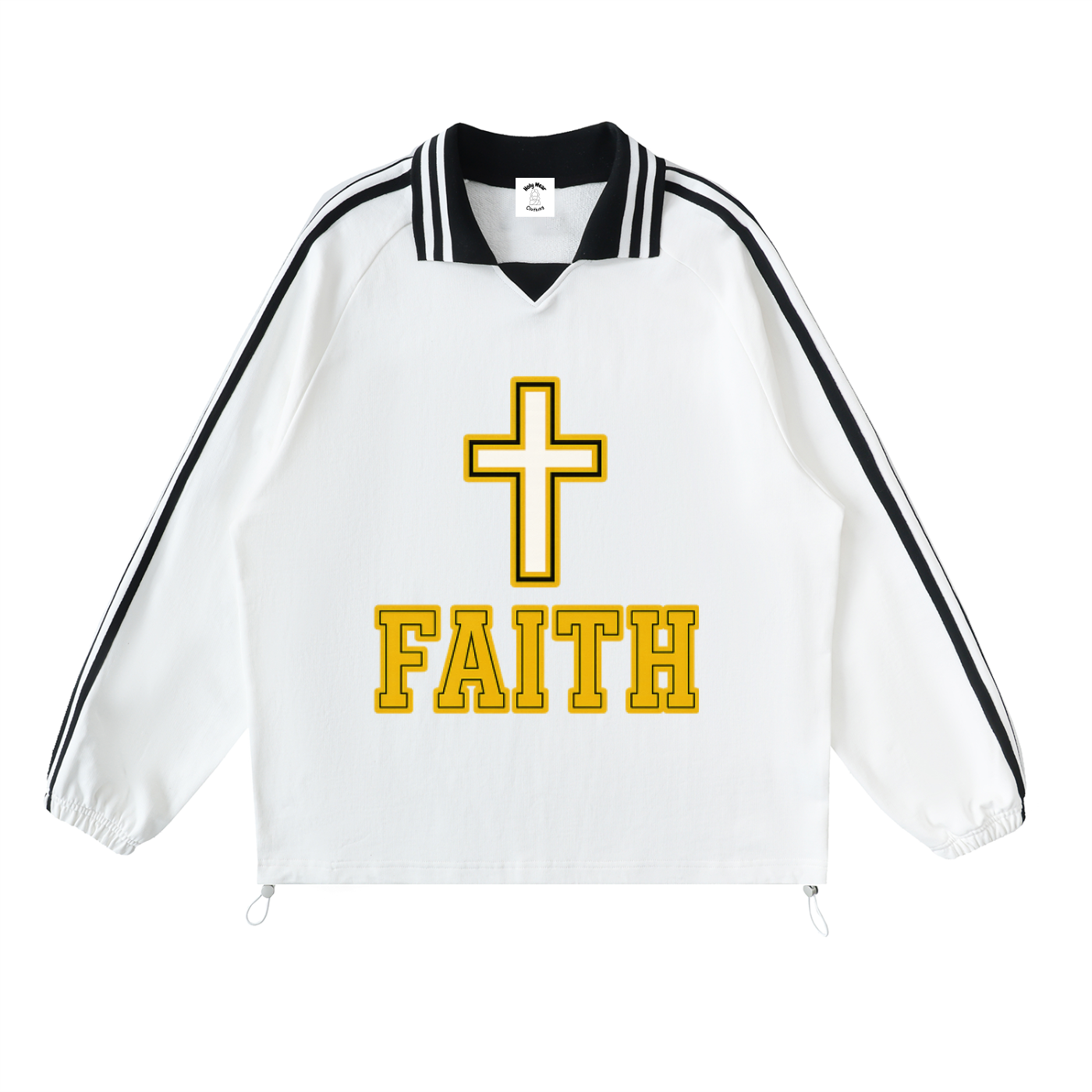 Faith Cross Lapel Collar Sweatshirt