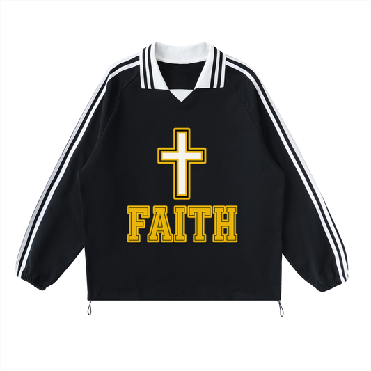 Faith Cross Lapel Collar Sweatshirt